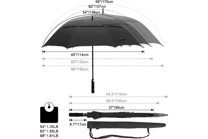Different types of golf umbrellas