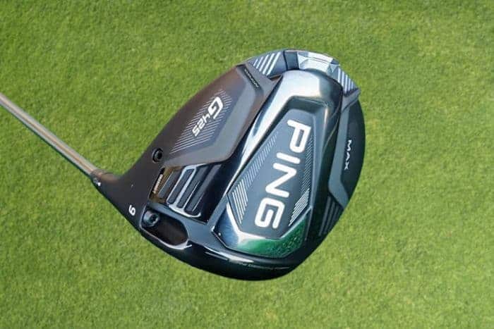 A close-up look at features of the PING G425 MAX Driver's head.