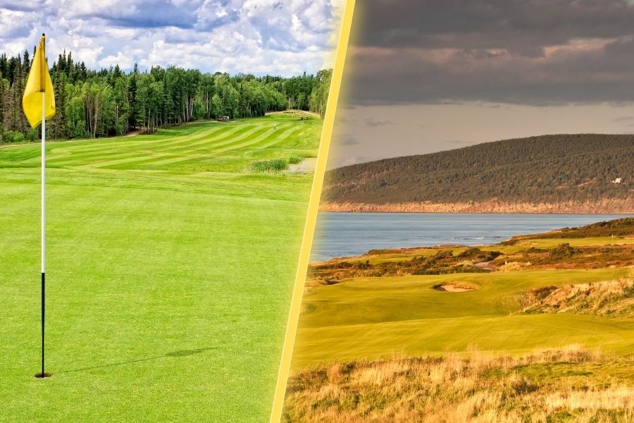 display of regular vs links golf courses